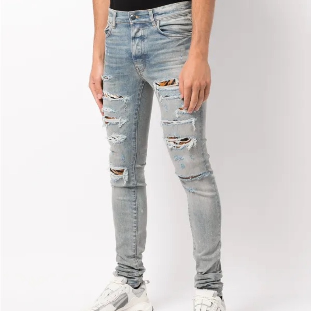 AMIRI Light Blue Ripped Skinny Jeans - Picture 3 of 14